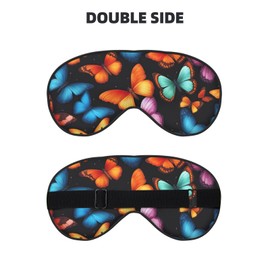 Colorful Butterflyprint Travel Office Airplane Night Sleep Shading Blindfold Adjustable Strap Eye Mask