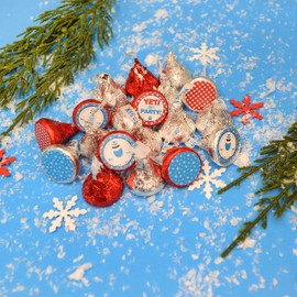 Abominable Snowman Adorable Yeti Winter Birthday Party Kiss Sticker Labels 300 Party Circle Sticker sized 0.75” for Chocolate Drop Kisses by AmandaCreation, Great for Party Favors, Envelope Seals &