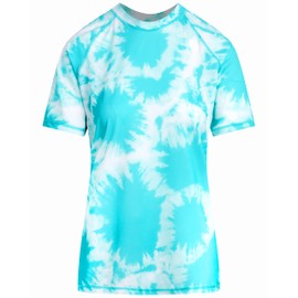 Kanu Surf Women's Standard Breeze UPF 50+ Short Sleeved Active Rashguard & Workout Top, Beach Girl Aqua, Large