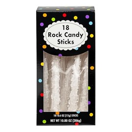 8" 10.8 oz. Bright White Rock Candy Sticks - 18 Pc.