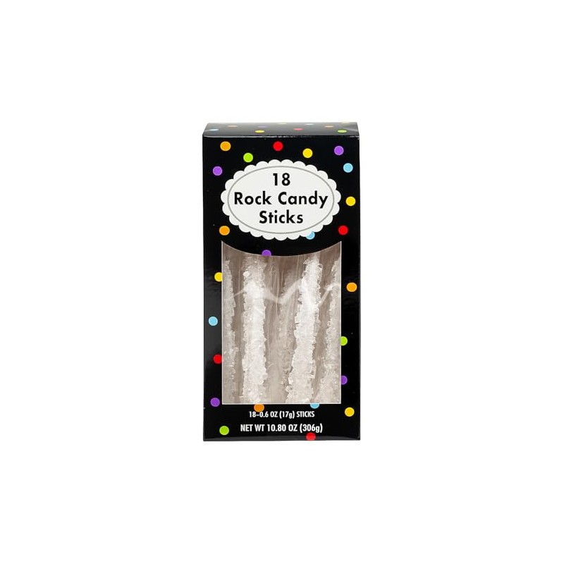 8" 10.8 oz. Bright White Rock Candy Sticks - 18
