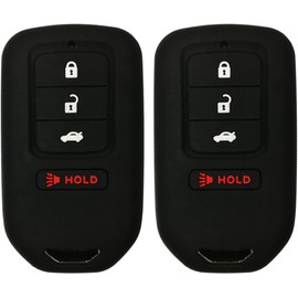 Cantidad (2) Alegender Funda protectora de silicona negra para llave inteligente, para Honda Accord EX EX-L Touring Civic 2013 2014 2015 2018, 4 botones, llave remota inteligente ACJ932HK1210A