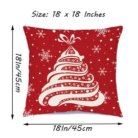 Hlonon Christmas Throw Pillow Covers Set of 4 Winter Decorative Rustic Pillowcase for Holiday Decorations Christmas Home Sofa Couch Decor, Red & Cream White (18 x 18 Inches)
