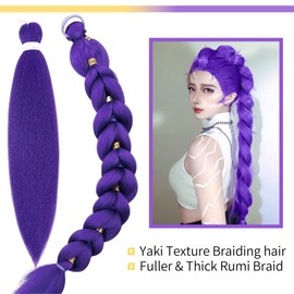 Braiding Hair Pre Stretched 30 Inch Purple Braiding hair extensions Purple Hair Extensions for Braids Synthetic Braiding Hair braid Cosplay,Stage Party Halloween Costume 30 Inch 2 Packs