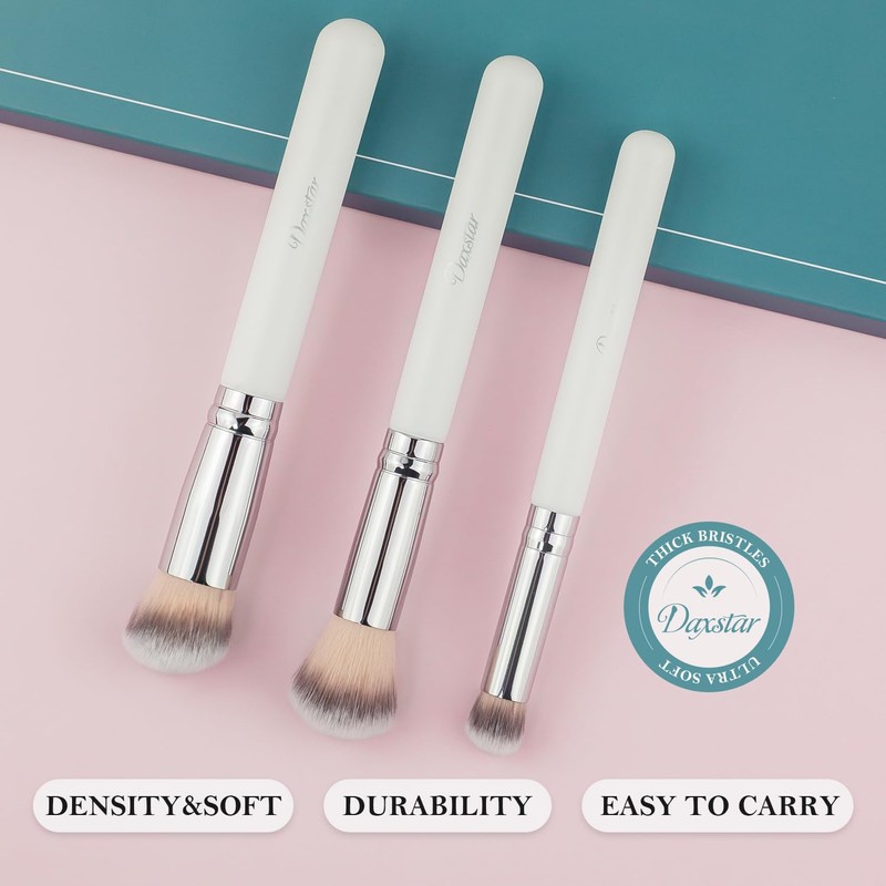 Makeup brushes set beige white