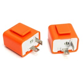 2 Pcs Universal 12V 2-Pin Flasher Relay, Motorcycle LED Turn Signal Indicator Flasher Relay Speed Adjustable