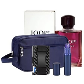 Caroula Beauty LOOPi for Men 4.2oz EDT - Luxury Gift Set - Toiletry Bag, Fillable Travel Perfume Atomizer and RFID Metal Carbon Fiber Minimalist Wallet