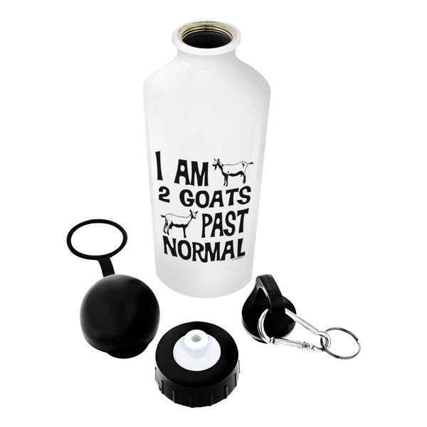 ThisWear Goat Gifts I am 2 Goats Past Normal Funny Goat Lover Gift Gift Aluminum Water Bottle with Cap & Sport Top White