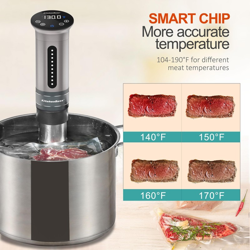 KitchenBoss Sous Vide Cooker Machine | 1100 Watts IPX7 Waterproof