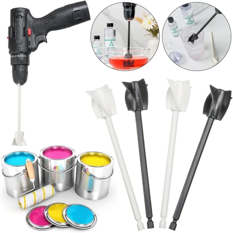 4 Pcs Epoxy Mixer Attachment for Drill, Reusable Paint and