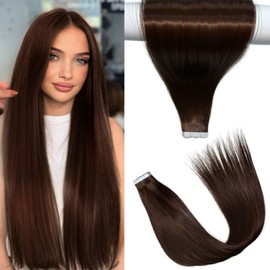 BIBHAIR Tape in Hair Extensions,20pcs 50g 24 Inch Medium Auburn Hair Extensions Straight Tape in Extensions Double Sided for Skin Weft Synthetic Hair