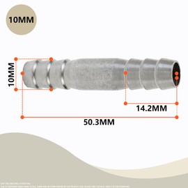 Bwintech 6 Pieces Hose Nozzle Fittings, 10mm 2 Way Straight Stainless Steel 304 Nozzle Connector with 12 Clamps