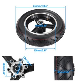 10x2.50 Tire & Hub 10" Scooter Tire Front Wheel Pneumatic Tire for Smart Self Balancing Mobility Electric Scooter Bike 36v 48v 400w 500w 800w Motor for GOTRAX GMAX with 45° Inner Tube 10x2.5 Tyre Set