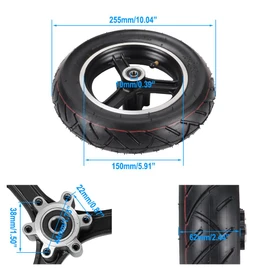 10x2.50 Tire & Hub 10" Scooter Tire Front Wheel Pneumatic Tire for Smart Self Balancing Mobility Electric Scooter Bike 36v 48v 400w 500w 800w Motor for GOTRAX GMAX with 45° Inner Tube 10x2.5 Tyre Set
