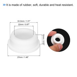 MECCANIXITY 2Pcs T Type Rubber Grommet Mount Dia 33.3mm (37x22x14mm) Seal Protection Flexible Hole Plugs for Cable Pipe White
