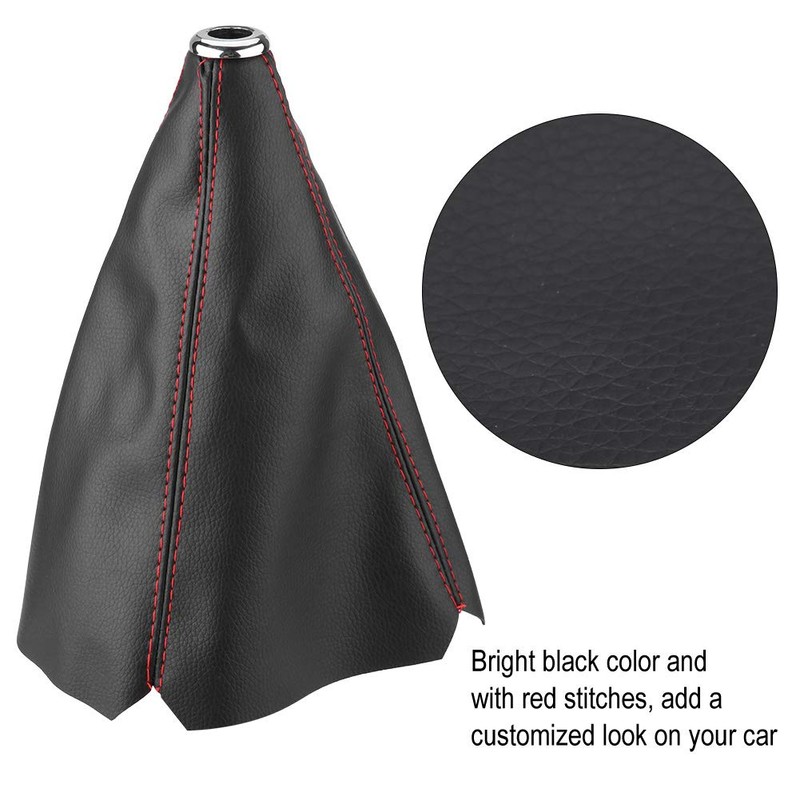 EVGATSAUTO Gear Shift Knob Gaiter, PU Leather Universal Bright Black