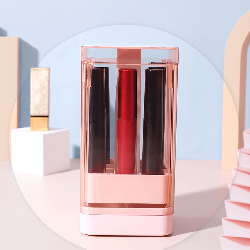 Lipstick Holder Auto Lifting Dustproof Large Capacity Transparent Window Lipstick