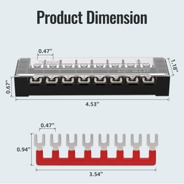KERWINN Dual Row 8 Position Screw Terminal Block, 25A Covered 8 Position Pre-Insulated Terminal Barrier Strips (4PCS 8P+8PCS Wiring Strips)