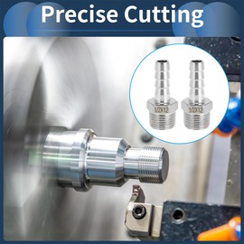 INFINAUTO Stainless Steel Barb Fittings, 15/32" Barb 1/2 BSPT Male Hose Barb Tubing Connector for Air Water Oil Gas Fuel, 2 Pcs