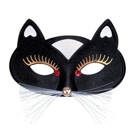 Widmann 64641 - Eye Mask Black Cat, Animal Mask, Masquerade Ball, Theme Party, Carnival