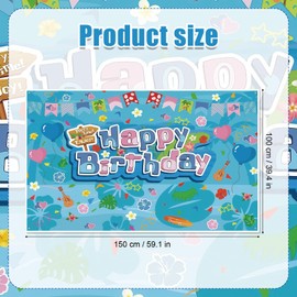 SAVITA Happy Birthday Hintergrund, 100x150cm Tropisch Hawaiianisch Geburtstagskulisse Fotoautomaten Requisite für Kinder Geburtstagsdekoration