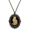 Victorian Vault Cat Cameo Steampunk Gothic Pendant Necklace on Chain
