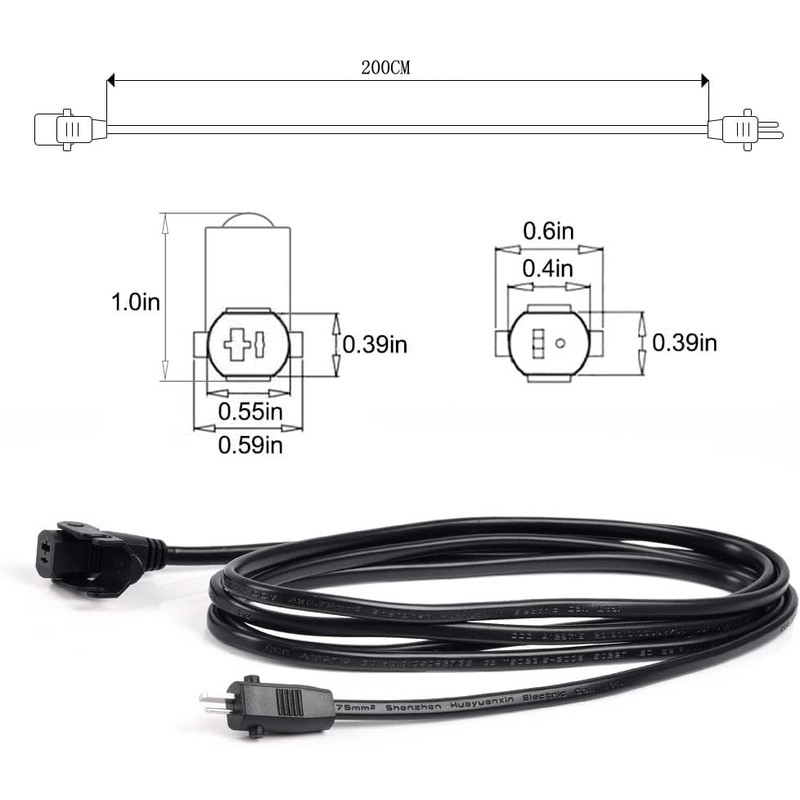 Universal Power Cord for Recliner Chair - 2-Pin Power Adapter