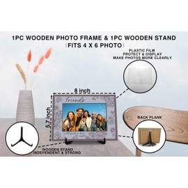 KFNER Friends Picture Frame Gifts, Wooden Friendship Photo Frame Gift for Women Sister Friend Bestie, Friends Are the Family We Choose Picture Frames Gifts for Birthday Christmas Graduation -09