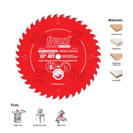 Freud-Diablo P410 Premier Fusion 10-Inch 40 Tooth Hi-ATB General Purpose Saw Blade with 5/8-Inch Arbor and PermaShield Coating, Multi, One Size