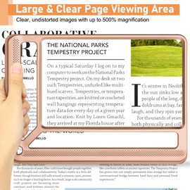 AKKYCVS 5X Full Page Magnifying Glass for Reading, Lightweight Rectangular Magnifier Provides Large Book Page Viewing Area, Handheld Magnifier for Reading Small Print for Seniors, Low Vision-Rose Gold