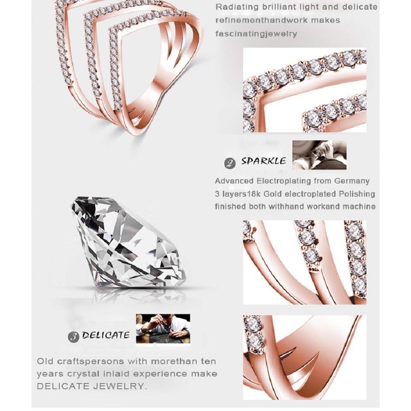YUANYI - Anillo de boda con circonita cúbica de oro