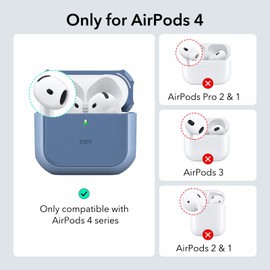 ESR for AirPods 4 Case, Compatible with AirPods 4th Generation Case (2024) (USB-C), Compatible with MagSafe, Drop Protection Cover with Lanyard, Magnetic Lid Lock, Orbit Hybrid Case, Blue