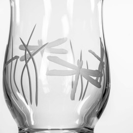 Dragonfly Glass Hurricane Candleholder - 8-inch Engraved Hurricane Vase- Lead-Free Glass - Diamond-Wheel Engraved Hurricane Vase - Multi-use Pillar Candle Holder and Flower Vase