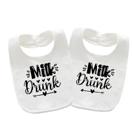 QIANWANYI Baby Twins Bibs Milk Newborn Baby Bibs Cute Unisex Bibs Set Toddler Baby Boy Girl Bibs(white paste)
