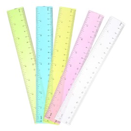 Operitacx Juego de 5 Reglas de Plástico de 20 cm, Reglas Escolares de Colors con Escala Métrica para Estudiantes, Dibujo, Manualidades, Aula y Oficina
