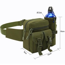 Jaugufiy Outdoor Sports Waist Bag Cycling Waist Bag with Bottle Holder Tactic Waist Bag Tactical Fanny Pack for Cycling Running Hiking Fishing Climbing (Green), Green, S