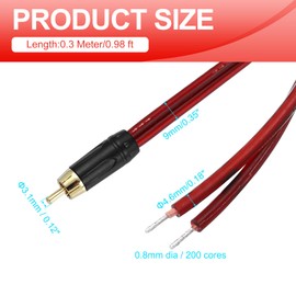 MECCANIXITY 2 Pcs RCA to Bare Wire Open End Audio Cable, 0.98ft (0.3 Meter) 14AWG Gold Plated Audio Cable, RCA Extension Wire for Guitar, Speakers