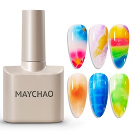 MAYCHAO Clear Blooming Gel, 15ml Soak Off Nail Lamp Gel Nail Polish Glossy Finish Long Lasting for Home Nail DIY Manicure, 0.5 OZ