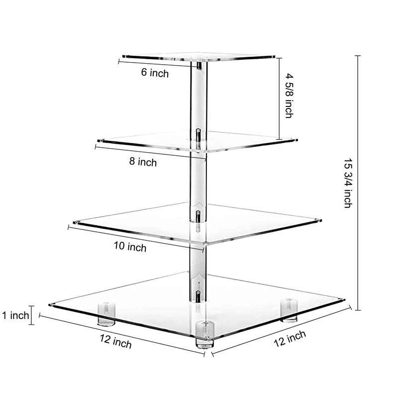 OLACHIKKO Cupcake Stand, 4-Tier Square Cupcake Holder with LED light