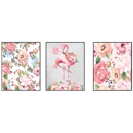 Silly Goose Gifts Glitter Bows and Pointed Toes Dance Ballet Wall Art Room Decor Prints No Frames (Flamingo 3pc 8x10in)