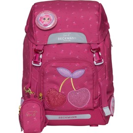 Beckmann, Classic School Backpack Primary School 1st Class Ergonomic with Rain Cover 22L, cherry, M