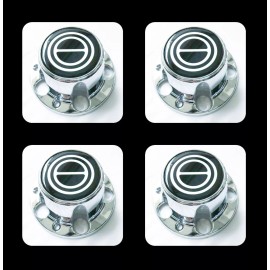 Aftermarket Products 4PC FOR 1980-1996 FORD F150 BRONCO VAN CHROME CENTER CAPS HUBS SET BLACK CENTER