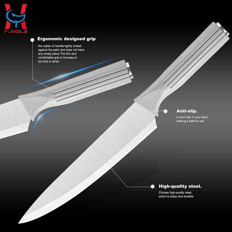 YJHOLE 17pcs Kitchen Utensils Set with Sharp Stainless Steel Knives