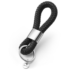 Key pendant with silver metal in maritime design made of sailing rope, in many different colours, elegant key chain, Beautiful Black