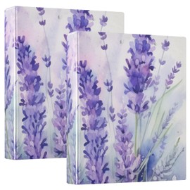 3 Ring Binder Purple Lavender Flower 1.5 inch Binders Three Ring Binders with Clipboard Fit 8.5'' x 11'' Paper 3 Interior PVC Clear Pockets for Office Supplies