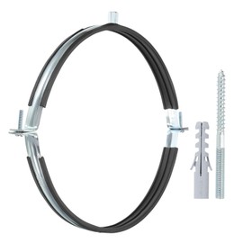 PATIKIL 12.2"-12.6"/310-320mm Split Ring Pipe Hanger, Heavy Duty Adjustable Pipe Bracket Clamp Galvanized Iron Wall Ceiling Mount Pipe Strap Support with Screws & Expansion Tube, Black