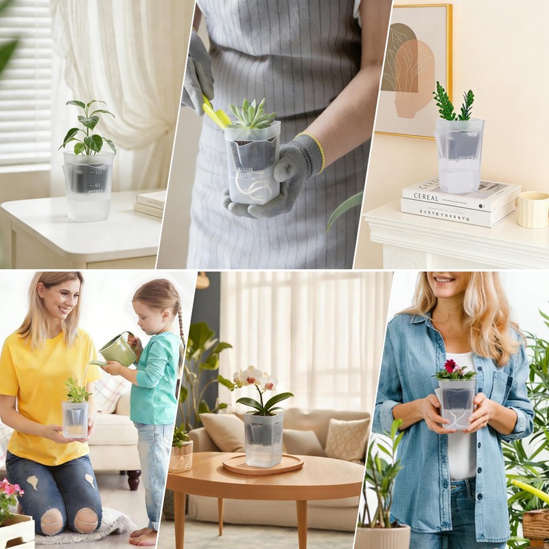 sunanday 16 Pack 2.5" Medium Self Watering Pots for Indoor