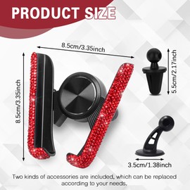 HQRNYP Bling Car Phone Holder, Phone Holders for Your Car, Rhinestone Encrusted Air Conditioner Vent Navigation Mount, 360 Degrees Adjustable Crystal Mount Holder for Most Vehicles (Red Diamond)