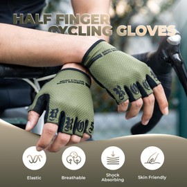 ROCKBROS Bicycle Half Finger Gloves Mountain Road Cycle Gloves Breathable Cycling Gloves S-XXL Shock-Absorbing Anti-Slip Summer Gloves for Men and Women SBR Palm Pad Fingerless Gloves