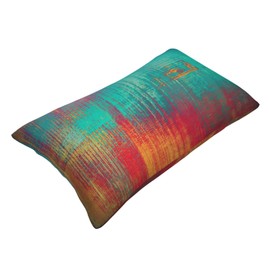 ANTARIKA Abstract Modern Art Lumbar Throw Pillow Covers Vintage Feeling Aged Texture Pillow Cover 12x20 Inch Set of 2 Blue Cyan Teal Orange Decorative Pillowcase Cushion Cases for Couch Sofa